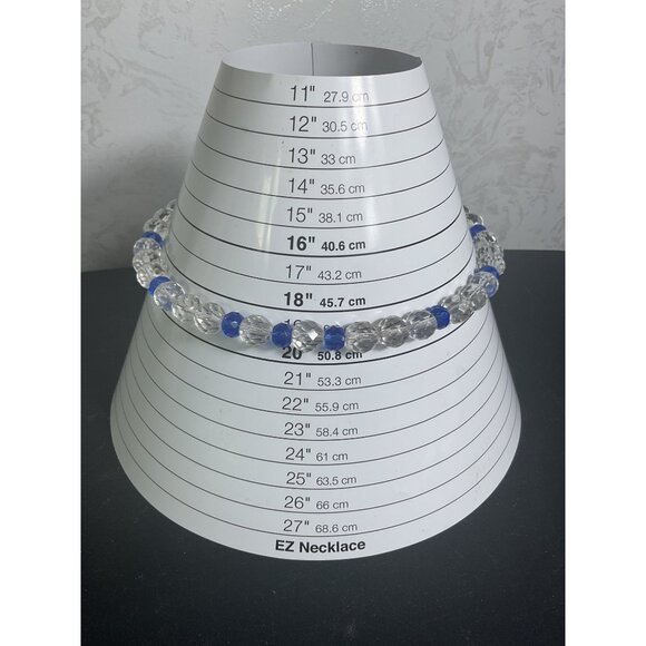 Crystal & Blue Bead Necklace With Decorative Clasp - Picture 2 of 4